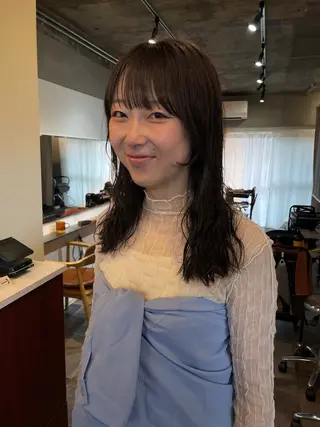 ミディアム カラー パーマ 土川 陽菜のヘアスタイル