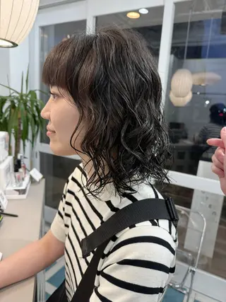 ミディアム パーマ 🍏レイヤーカット/ 春日井🍏鵜飼元喜のヘアスタイル