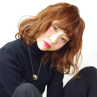 ミディアム カラー Lull1人美容室 バレイヤージュのヘアスタイル