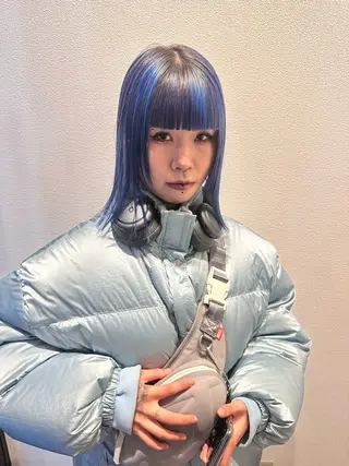 ミディアム カラー ぱる/透明感カラー パーマ/カットのヘアスタイル