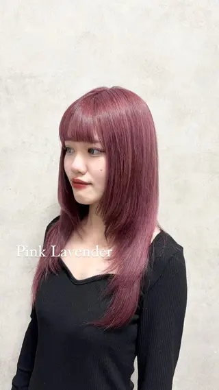 ロング カラー Rin♡透明感ピンク 🎀白肌ラベンダーのヘアスタイル