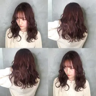 ミディアム カラー パーマ ヘアアレンジ 顔周りカット・相談 レイヤーも◎しずくのヘアスタイル