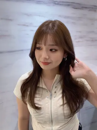 セミロング カラー ヘアアレンジ 韓国風レイヤーカット 💎髪質改善"yuiのヘアスタイル