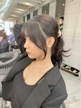 セミロング 縮毛矯正 髪質改善 韓国風レイヤー 吉田のヘアスタイル