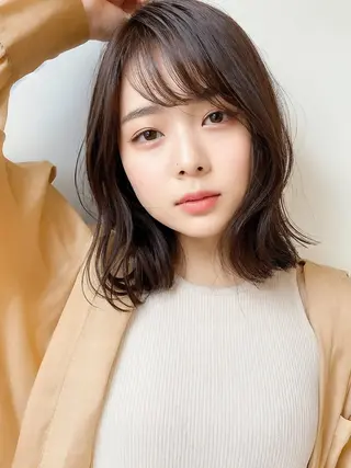 ミディアム カラー パーマ 佐々木 和樹のヘアスタイル