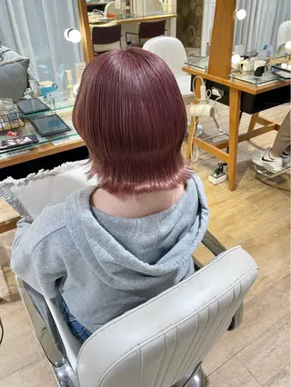 セミロング カラー ヘアアレンジ ハイトーンピンク🍑 ブリーチ🍑RINAのヘアスタイル