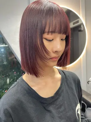 ミディアム カラー TATSUブリーチ/ ミルクティーベージュのヘアスタイル