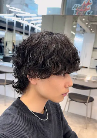 ミディアム カラー パーマ メンズ fifth 菅崎愛斗のヘアスタイル