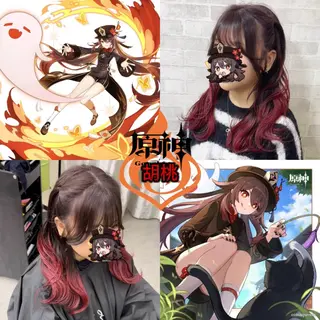 セミロング カラー 推しカラー💫 ブリーチ💫若菜覚のヘアスタイル