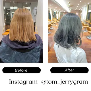 ミディアム カラー 大前斗夢ショート /くびれカットのヘアスタイル