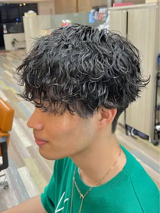 パーマ メンズ 野田頭 心🌿/ボブ レイヤー/艶カラーのヘアスタイル