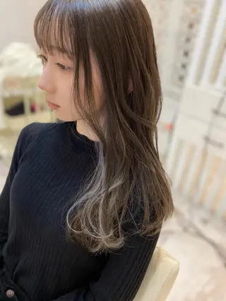 ロング カラー 酸性ストレート/ブリ ーチなしWカラー河本のヘアスタイル