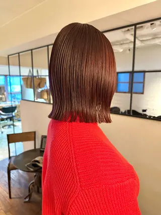 ミディアム カラー 🤎ono/ 切りっぱなしボブ🤎のヘアスタイル