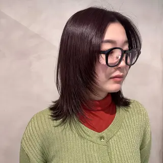 ミディアム カラー Yuki☺︎パーマ レイヤーカットのヘアスタイル