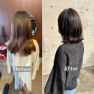 ミディアム カラー 日高 香織のヘアスタイル