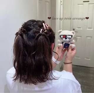 ヘアアレンジ エクステ🎀 暖色カラー🎀amiのヘアスタイル