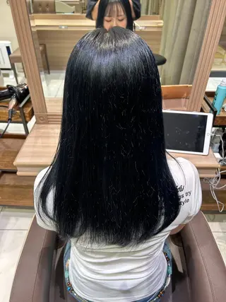 ロング 韓国 ブリーチ無し Wカラー💗夢果💗のヘアスタイル