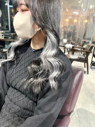 セミロング カラー ヘアアレンジ ネイル 🌈インナーカラー ‘ショウマ’🌈のヘアスタイル