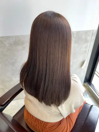 セミロング 縮毛矯正クロスパーマ 益子達也のヘアスタイル