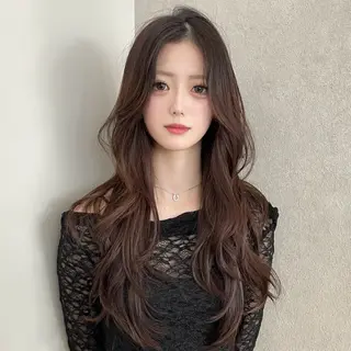 ロング ハッシュカット🖤✨ 顔周り/韓国ヘアのヘアスタイル
