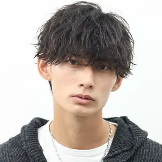 ミディアム カラー パーマ メンズ ハイトーン/メンズマ ッシュ/KYOHEIのヘアスタイル