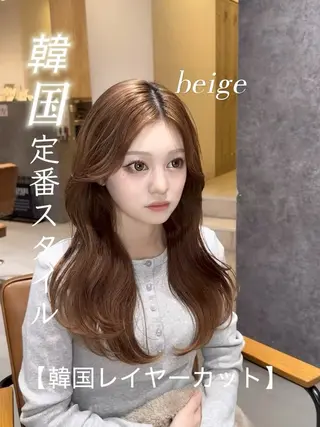 ロング カラー 韓国レイヤーカット 透明感カラー冨田那樹のヘアスタイル