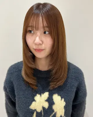 ミディアム カラー レイヤーカット☆顔ま わりカット＊田村りおのヘアスタイル