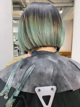 ショート カラー ボブパーマコテ巻き風 パーマNo1深江秀平のヘアスタイル