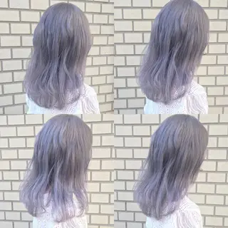 セミロング カラー パーマ ヘアアレンジ ハイトーン特化🤍 浦住のヘアスタイル