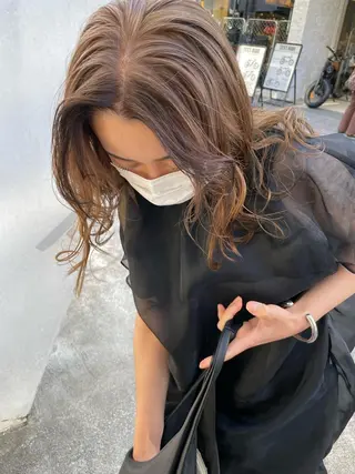 セミロング カラー ヘアアレンジ 小顔レイヤー×コンパ クトボブ/林隆平のヘアスタイル