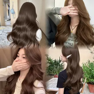 ロング カラー 透明感ベージュ/ レイヤー縮毛矯正のヘアスタイル