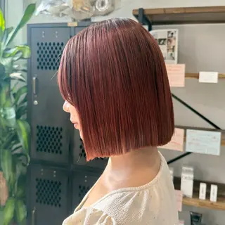 ショート カラー パーマ 3tuba Naho /艶髪/タッセルボブのヘアスタイル