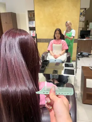ロング カラー ルナ|縮毛矯正 ×デザインカラー🥝のヘアスタイル