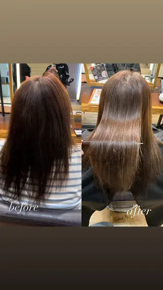 ロング 暖色カラー/ ストレート/くるみのヘアスタイル