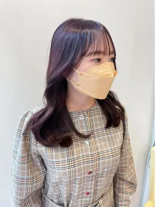 セミロング カラー 韓国レイヤーカット/ ダブルカラーのヘアスタイル