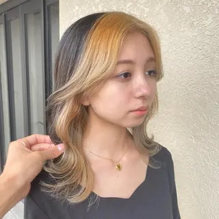 セミロング カラー ヘアアレンジ 韓国レイヤー/ 顔周り💕田中将吾のヘアスタイル
