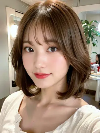 ミディアム カラー Lehm所属・表参道/さあ や/大人ナチュラルのヘアスタイル