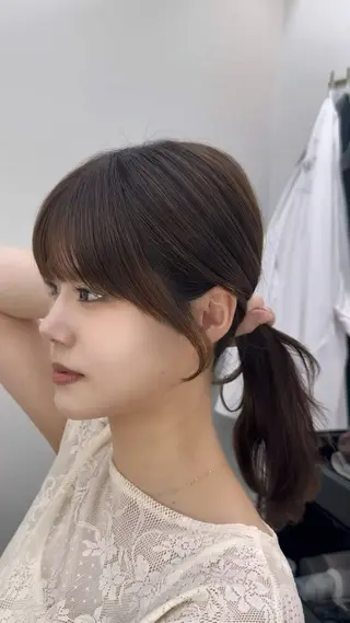 ミディアム カラー 韓国風レイヤーカラー ライムのヘアスタイル