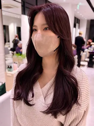 セミロング カラー 銀座/韓国レイヤー/ 艶カラー🍓原田侑依のヘアスタイル