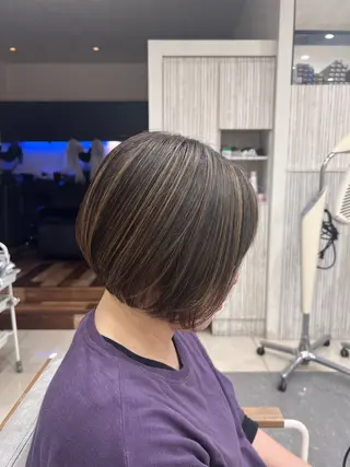ショート カラー 太白区/白髪ぼかし ハイライト/千葉達人のヘアスタイル