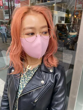ミディアム カラー パーマ ヘアアレンジ メンズ キッズ ネイル マツエク・マツパ mana 暖色カラーカットのヘアスタイル