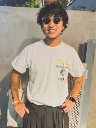 ミディアム パーマ メンズ 原宿↔︎浦和　美容師 折笠　亮のヘアスタイル