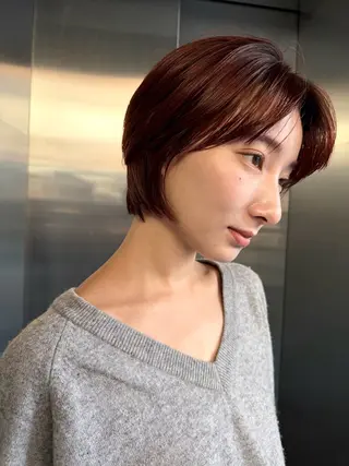 ショート カラー パーマ/透明感カラー /ボブ/吉田一生のヘアスタイル