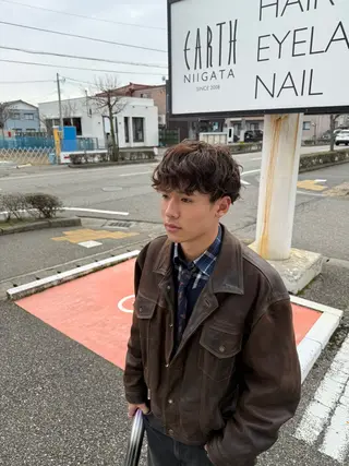 パーマ メンズ 花野 郁登のヘアスタイル