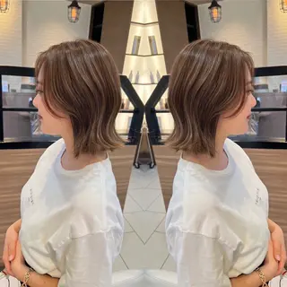 ショート バレイヤージュ ボブ🌈ナツヤのヘアスタイル