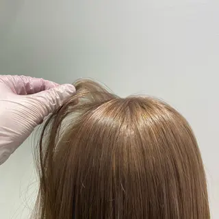 ミディアム カラー パーマ ヘアアレンジ ネイル マツエク・マツパ 韓国風ベージュ🤎 赤みなし🌿横浜🤎のヘアスタイル