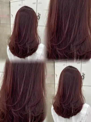 セミロング カラー 💖似合わせカラー レイヤー💖縮毛矯正のヘアスタイル
