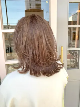 ミディアム カラー ブリーチなしベージュ 特化 松村 茶屋町のヘアスタイル
