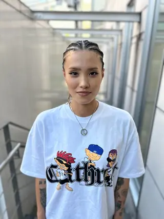 セミロング メンズ キッズ BRAIDS💎愛子 大人ハイライト💎のヘアスタイル
