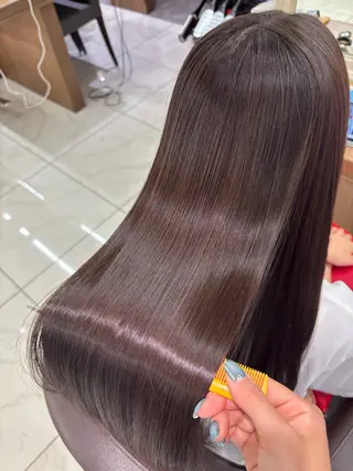 ロング パーマ 長妻莉央/縮毛矯正 髪質改善カラーのヘアスタイル